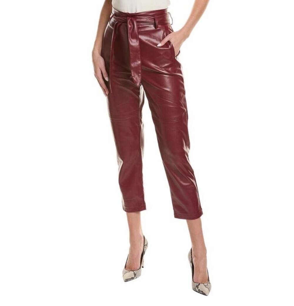 XS Tart Vegan Faux Leather Burgundy Kimiko Pant